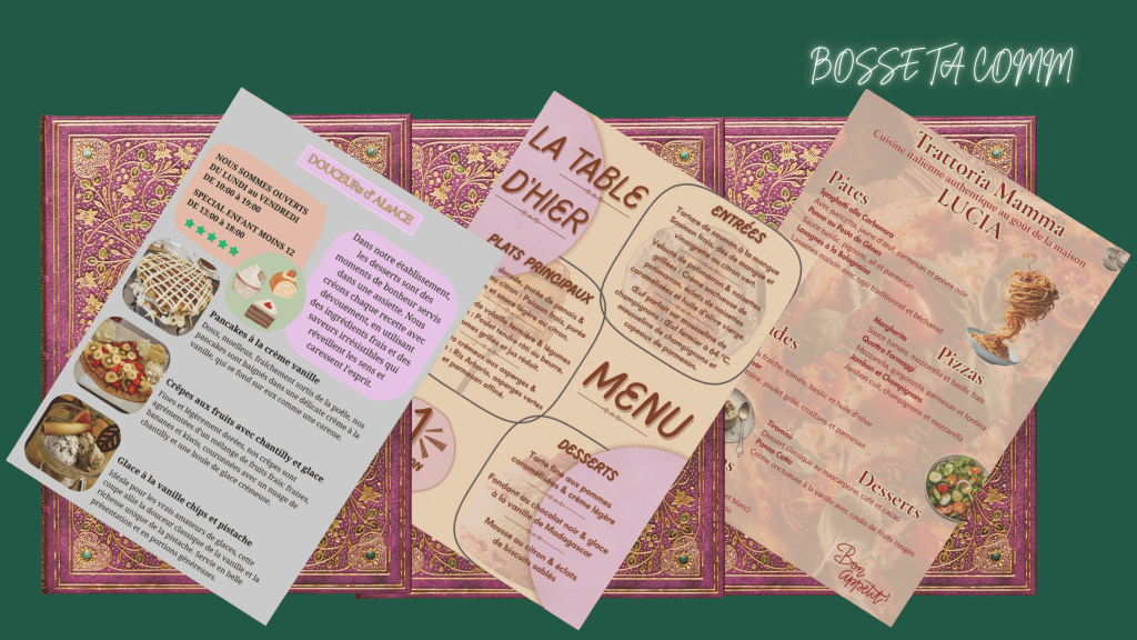 Cartes restaurant et menus complets 