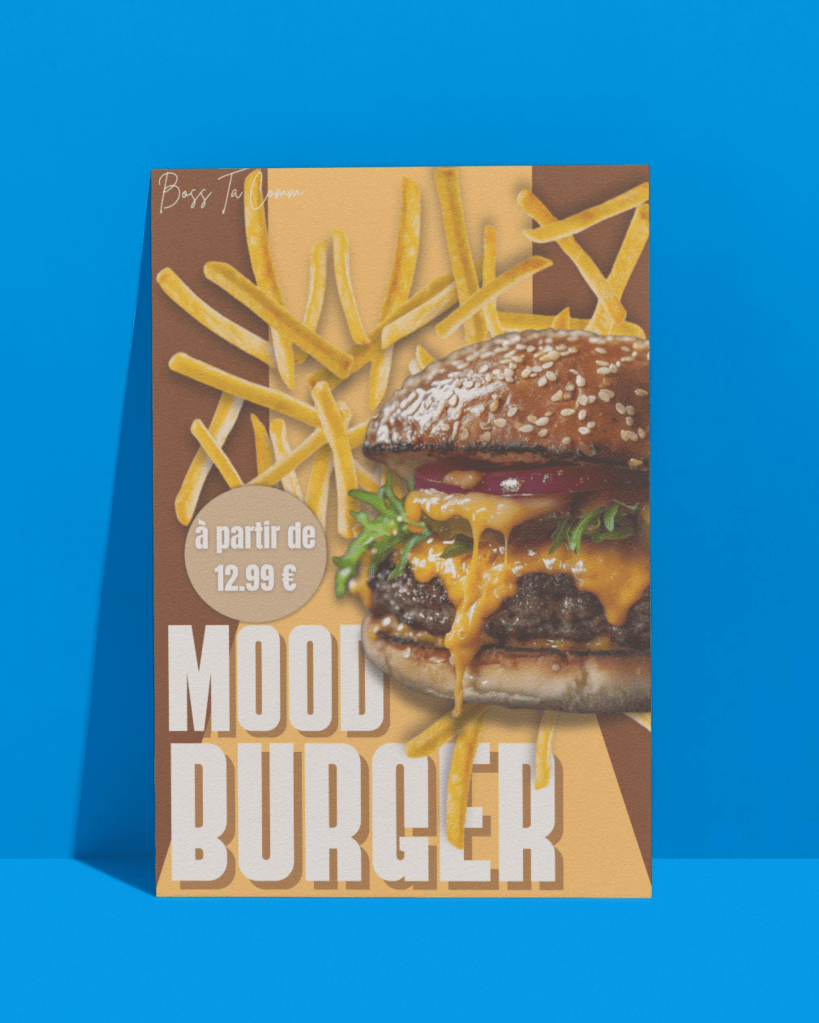 Création de cartes de burgers pour les micro-entrepreneurs et les petites entreprises.